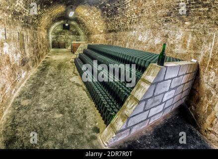 Alte Sekt Keller für traditionelle Methode Stockfoto