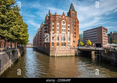 Kanäle von Hamburg in Deutschland Stockfoto