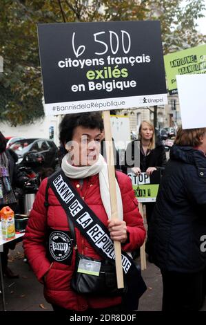 Demonstration der UNAPEI (Union nationale des Associations de parents, de personnes handicapees mentales et de leurs amis - Nationale Vereinigung der Vereinigungen von Eltern geistig behinderter Menschen und ihrer Freunde), um gegen die Lebensbedingungen von Kindern mit psychischen Behinderungen und deren Familie zu protestieren, Vor der Nationalversammlung in Paris, Frankreich, am 20. Oktober 2015. Foto von Alain Apaydin/ABACAPRESS.COM Stockfoto