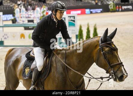 Der französische Schauspieler Guillaume Canet nimmt am 28. Oktober 2015 im Rahmen der 21. Equita Lyon Show in Lyon, Frankreich, am Prix Equidia Life im CSI2 International Jumping Competition Teil. Foto Julien Reynaud/APS-Medias/ABACAPRESS.COM Stockfoto