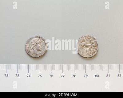 Münzstätte: Rom, Magistrat: C. Vibius Pansa, Denarius aus Rom, 90 v. Chr., Silber, 3.93 g, 10:00, 20 mm, Made in Rome, Roman, 1. Jahrhundert v. Chr., Numismatik Stockfoto