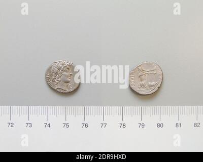 Münzstätte: Rom, Magistrat: C. Vibius Pansa, Denarius aus Rom, 90 v. Chr., Silber, 4.13 g, 6:00, 19 mm, Made in Rome, Roman, 1. Jahrhundert v. Chr., Numismatik Stockfoto