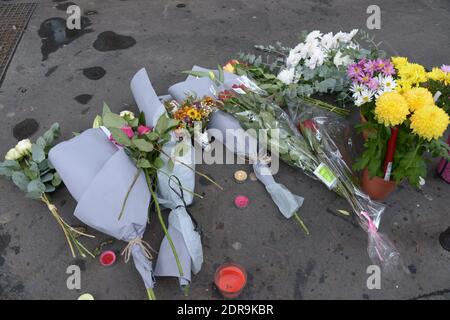 Am Tag danach: Orte der Terroranschläge in den Restaurants der Rue de la Fontaine au ROI in Paris, Frankreich am 14. November 2015. Foto von Henri Szwarc/ABACAPRESS.COM Stockfoto