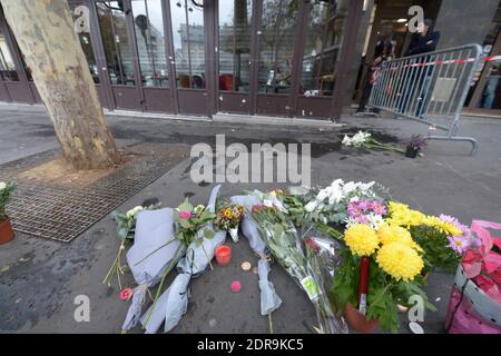 Am Tag danach: Orte der Terroranschläge in den Restaurants der Rue de la Fontaine au ROI in Paris, Frankreich am 14. November 2015. Foto von Henri Szwarc/ABACAPRESS.COM Stockfoto