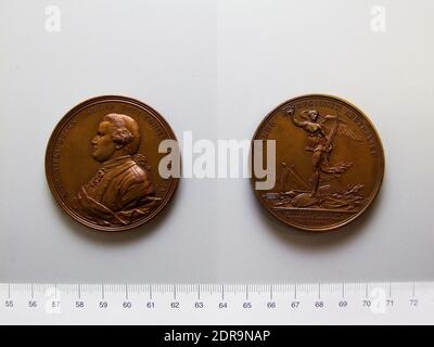 Münzstätte: Paris, Kupferstecher: Augustin Dupré, französisch, 1748–1833, Thema: General Nathanael Greene, amerikanisch, 1742–1786, Nachwürger der Bronzemedaille von Nathaniel Greene, Schlacht bei Eutaw Springs, Bronze, 90.93 g, 12:00, 56.5 mm, Made in Paris, Frankreich, amerikanisch, 18. Jahrhundert, Numismatik Stockfoto