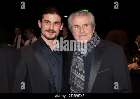 Sachka Lelouch et son pere Claude Lelouch lors de la 7eme Ceremonie de l'Excellence Francaise a la Philharmonie de Paris, France, le 17 Novembre, 2015. Photo de Audrey Poree/ ABACAPRESS.COM Stockfoto