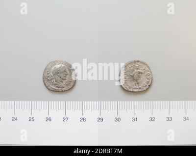 Herrscher: Severus Alexander, Kaiser von Rom, 208–235 n. Chr., regiert 222–35 n. Chr., Münzstätte: Rom, Denar von Severus Alexander, Kaiser von Rom, 224, Silber, 1.49 g, 12:00, 19.5 mm, Made in Rome, Italy, Roman, 3. Jahrhundert n. Chr., Numismatik Stockfoto