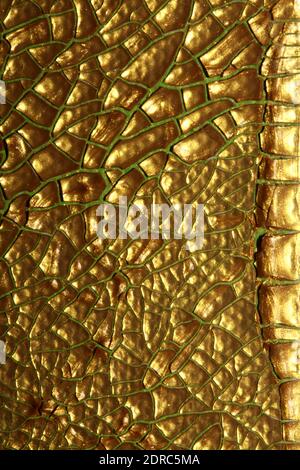 Geknackte goldene Farbe auf Leinwand Nahaufnahme modernen Hintergrund hoch Hochwertiger Druck Stockfoto