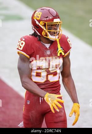 Landover, Maryland, USA. Dezember 2020. Washington Football Team Wide Receiver Cam Sims (89) während des NFL-Spiels zwischen dem NFL regulären Saison-Spiel zwischen den Seattle Seahawks und der Washington Football Team spielte auf FedEx Feld in Landover, Maryland. Fotograf: Cory Royster. Kredit: csm/Alamy Live Nachrichten Stockfoto