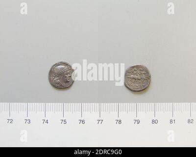 Münzstätte: Südost-Italien, Quinarius aus Südost-Italien, 211–208 v. Chr., Silber, 1.92 g, 11:00, 15 mm, Made in Roman Empire, Roman, 3. Jahrhundert v. Chr., Numismatik Stockfoto