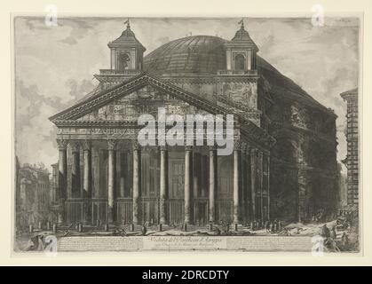 Künstler: Giovanni Battista Piranesi, italienisch, 1720–1778, Veduta del Pantheon d’Agrippa oggi Chiesa di S. Maria ad Martire (Blick auf das Pantheon von Agrippa, heute S. Maria ad Martires), aus Vedute di Roma, Rading, Platemark: 47.8 × 69.6 cm (18 13/16 × 27 3/8 Zoll), Made in Italy, Italienisch, 18. Jahrhundert, Arbeiten auf Papier - Drucke Stockfoto