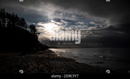 Dramatic Dungeness Spit National Wildlife Refuge, Dungeness, Washington State, Vereinigte Staaten von Amerika Stockfoto