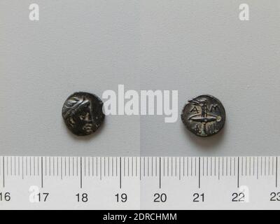 Münzstätte, möglicherweise von: Amphipolis, Münze von Amphipolis, 4. Jahrhundert v. Chr., Kupfer, 1.15 g, 9:00, 11.5 mm, möglicherweise hergestellt in Amphipolis, Mazedonien, Griechisch, 4. Jahrhundert v. Chr., Numismatik Stockfoto