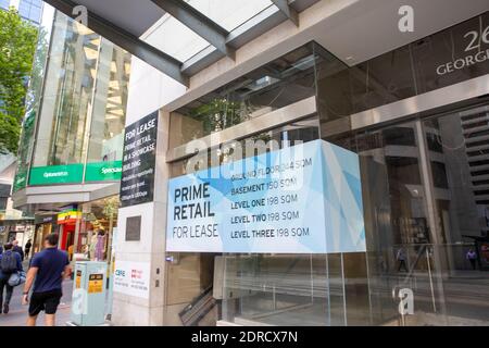 Verkaufsfläche zur Miete im Stadtzentrum von Sydney während der Reise 19 Pandemie, Sydney, Australien Stockfoto