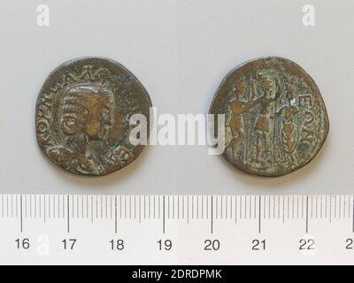 Herrscher: Gallienus, Kaiser von Rom, ca. 218–268 n. Chr., 253–68 regiert, Herrscher: Baldrian, Kaiser von Rom, ca. 190–260 n. Chr., regiert 253–60, Münzstätte: Nicäa, Honorand: Cornelia Salonina Augusta, Ehefrau des Kaisers Gallienus, gestorben 268, Münze von Valerian, Kaiser von Rom; Gallienus, Kaiser von Rom von Nicäa, ca. 253–68 n. Chr., Bronze, 9.01 g, 1:00, 25 mm, hergestellt in Nicäa, Bithynien, Griechisch, 3. Jahrhundert n. Chr., Numismatik Stockfoto