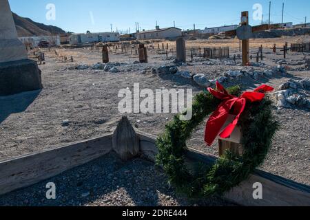 Tonopah ist eine alte Bergbaustadt in Nye County, NV, USA. Es liegt in der Wüste und ist bekannt, dass es heimgesucht wird. Stockfoto