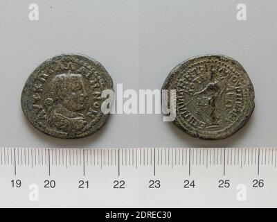Herrscher: Gallienus, Kaiser von Rom, ca. 218–268 n. Chr., 253–68 regiert, Herrscher: Baldrian, Kaiser von Rom, ca. 190–260 n. Chr., regiert 253–60, Münzstätte: Cotiaeum, Valerian-Münze, Kaiser von Rom; Gallienus, Kaiser von Rom von Cotiaeum, 253–68 n. Chr., Kupfer, 10.35 g, 6:00, 27.5 mm, Made in Cotiaeum, Griechisch, 3. Jahrhundert n. Chr., Numismatik Stockfoto