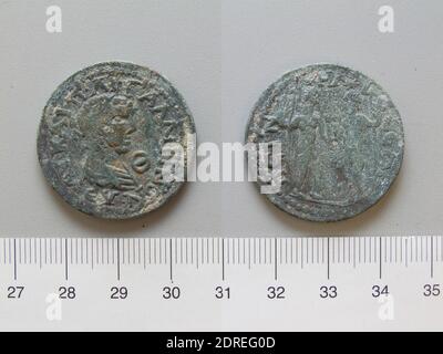 Herrscher: Gallienus, Kaiser von Rom, ca. 218–268 n. Chr., 253–68 regiert, Herrscher: Baldrian, Kaiser von Rom, ca. 190–260 n. Chr., regiert 253–60, Münzstätte: Pednelissus, Valerian-Münze, Kaiser von Rom; Gallienus, Kaiser von Rom aus Pednelissus, 253–68 n. Chr., Kupfer, 14.11 g, 11:00, 30 mm, Made in Pednelissus, Griechisch, 3. Jahrhundert n. Chr., Numismatik Stockfoto