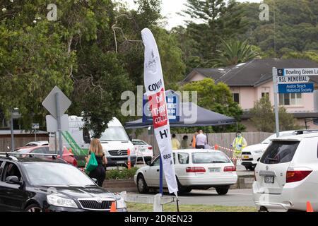 Avalon Beach Sydney Pop-up covid 19 Testing clinic folgt Ausbruch in Avalon Beach Bowl und RSL, Sydney, Australien Stockfoto