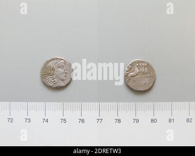 Münzstätte: Rom, Magistrat: C. Vibius Pansa, Denarius aus Rom, 90 v. Chr., Silber, 3.99 g, 4:00, 18 mm, Made in Rome, Italy, Roman, 1. Jahrhundert v. Chr., Numismatik Stockfoto