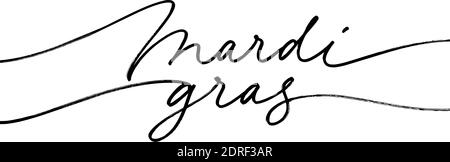 Mardi Gras handgezeichnete Schrift mit Swooshes. Stock Vektor