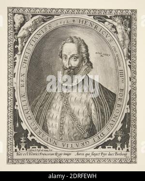 Kupferstecher: Crispijn de Passe der Ältere, Niederländisch, 1565–1637, Heinrich IV., roi de France, Gravur, Blatt: 23.3 × 19.7 cm (9 3/16 × 7 3/4 Zoll), in den Niederlanden hergestellt, Niederländisch, 16. Jahrhundert, Arbeiten auf Papier - Drucke Stockfoto