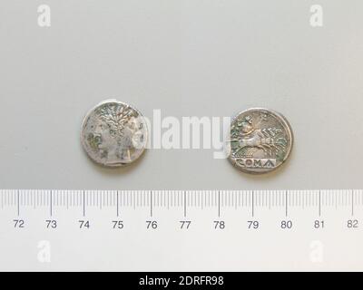 Didrachme (Quadrigatus) aus dem Römischen Reich, 225–212 v. Chr., Silber, 6.28 g, 10:00, 21 mm, Made in Roman Empire, Roman, 3. Jahrhundert v. Chr., Numismatik Stockfoto