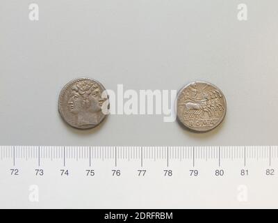 Didrachme (Quadrigatus) aus dem Römischen Reich, 225–212 v. Chr., Silber, 6.57 g, 8:00, 20.0 mm, Made in Roman Empire, Roman, 3. Jahrhundert v. Chr., Numismatik Stockfoto