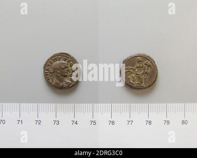 Herrscher: Marcus Claudius Tacitus, Kaiser von Rom, 200–276 n. Chr., regierte 275–76, Münzstätte: Alexandria, Tetradrachme von Marcus Claudius Tacitus aus Alexandria, 276 n. Chr., Billon, 8.07 g, 11:00, 20.5 mm, Made in Alexandria, Ägypten, Griechisch, 3. Jahrhundert n. Chr., Numismatik Stockfoto