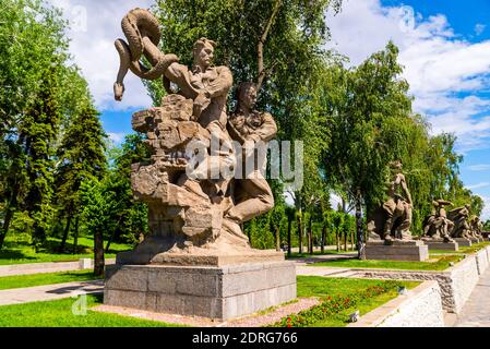 Wolgograd, Russland - 26. MAI 2019: Skulptur der Krieger in Mamayev Hill, Russland Stockfoto