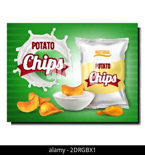 Kartoffel-Chips Snack Creative Promo Banner Vektor Stock Vektor