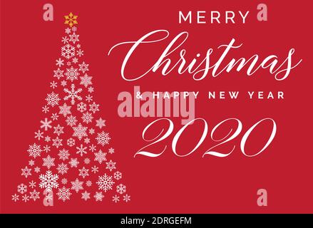 Frohe Weihnachten und ein glückliches neues Jahr 2020 Schriftvorlage. Grußkarte oder Einladung. Winter Urlaub in Verbindung stehende Typografie . Stock Vektor