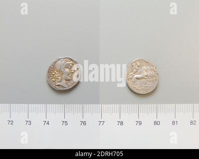 Münzstätte: Rom, Magistrat: C. Vibius Pansa, Denarius aus Rom, 90 v. Chr., Silber, 3.89 g, 11:00, 19 mm, Made in Rome, Italy, Roman, 1. Jahrhundert v. Chr., Numismatik Stockfoto