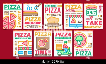 Pizza Meal Creative Promotion Poster Set Vektor Stock Vektor