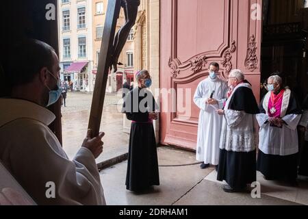 Lyon (Frankreich), 20. Dezember 2020. Erzbischof Olivier de Germay wurde diesen Sonntag offiziell zum Erzbischof der Diözese Lyon ernannt. Er ersetzt Archb Stockfoto