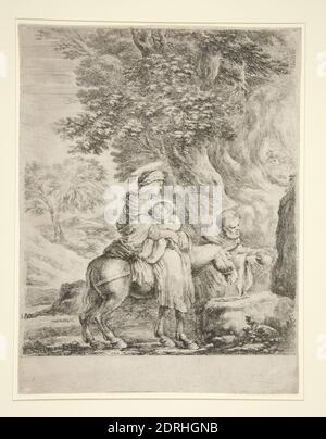 Künstler: Stefano della Bella, italienisch, 1610–1664, Flucht nach Ägypten, Radierung, Blatt: 23 × 19.5 cm (9 1/16 × 7 11/16 in.), italienisch, 17. Jahrhundert, Arbeiten auf Papier - Drucke Stockfoto
