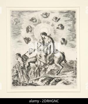 Künstler: Stefano della Bella, italienisch, 1610–1664, Flucht nach Ägypten, ca. 1641, Radierung, Bogen: 11.5 × 10 cm, 1/2 Made in Italy, italienisch, 17. Jahrhundert, Arbeiten auf Papier - × 15/16 Drucke Stockfoto