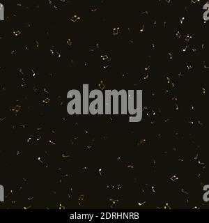 Nahtlos fliegende Noten auf Schwarz. Musikalische Symbole für Banner des Festivals, Print-Design, Melodieaufnahme, Design-Rückenschichten. Bunte musikalische n Stock Vektor