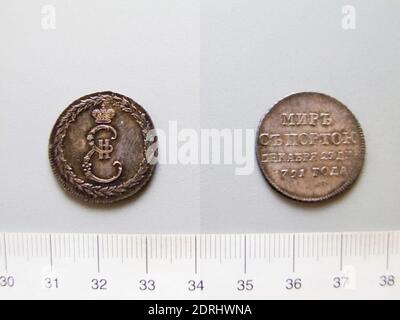 Münzstätte: Revenue, Silbermedaille zum Frieden mit Schweden?, Silber, 3.88 g, 12:00, 23.5 mm, hergestellt in Russland, Russisch, 18. Jahrhundert, Numismatik Stockfoto