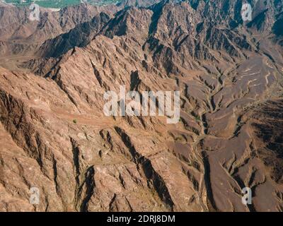 Hajar Berge in Hatta Enklave von Dubai in der Vereinigten Luftaufnahme der Arabischen Emirate Stockfoto