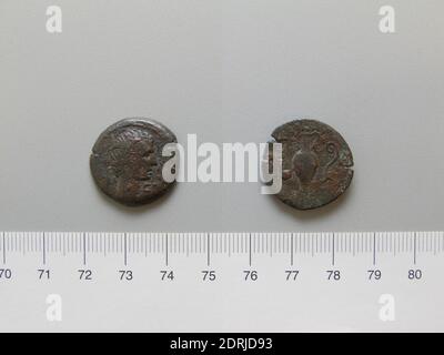 Herrscher: Augustus, Kaiser von Rom, 63 v. Chr.–n. Chr. 14, regierte 27 B.C.–A.D. 14, Münzstätte: Alexandria, Münze des Augustus, Kaiser von Rom von Alexandria, 27–8, Kupfer, 5.41 g, 12:00, 22 mm, hergestellt in Alexandria, Ägypten, römisch, 1. Jahrhundert v. Chr., Numismatik Stockfoto