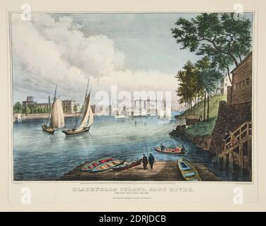 Künstler: Frances Flora Bond Palmer, amerikanisch, 1812–1876, Verlag: Currier &amp; Ives, amerikanisch, aktiv 1834–1907, Blackwells Island, East River, Lithograph, Blatt: 40.3 × 50.4 cm (15 7/8 × 19 13/16 in.), Made in United States, amerikanisch, 19. Jahrhundert, Werke auf Papier - Drucke Stockfoto