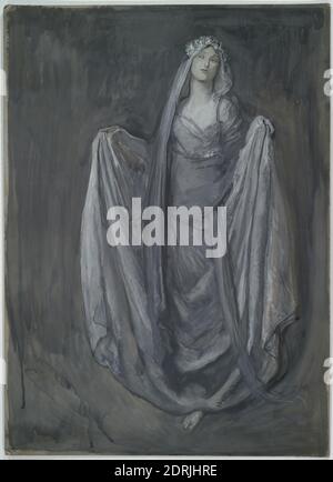 Künstler: Edwin Austin Abbey, amerikanisch, 1852–1911, M.A., 1897, Studie für Blanchefleur?, für den Sir Galahad verheiratet mit Blanchefleur Wandbild in der Suche nach dem Heiligen Gral Zyklus in der Boston Public Library, 19. Jahrhundert, Chalk, Made in United States, amerikanisch, 19. Jahrhundert, Arbeiten auf Papier - Zeichnungen und Aquarelle Stockfoto