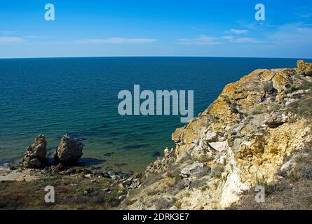 Felsküste des Asowschen Meeres. Stockfoto