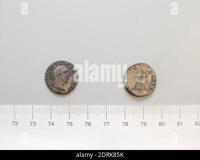 Herrscher: Aulus Vitellius, Kaiser von Rom, 15–69 n. Chr., regiert 68–69 n. Chr., Münzstätte: Rom, Denarius von Aulus Vitellius, Kaiser von Rom, 69, Silber, 2.94 g, 6:00, 17.9 mm, Made in Rome, Italy, Roman, 1. Jahrhundert n. Chr., Numismatik Stockfoto