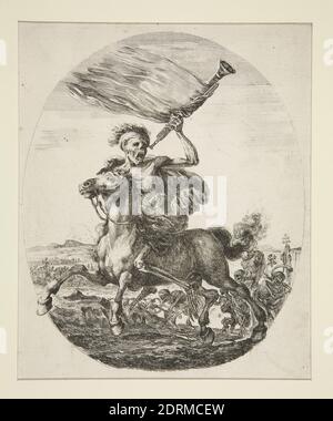 Künstler: Stefano della Bella, italienisch, 1610–1664, Tod auf einem Pferd, Radierung, 19.3 × 15.5 cm (7 5/8 × 6 1/8 in.), italienisch, 17. Jahrhundert, Arbeiten auf Papier - Drucke Stockfoto