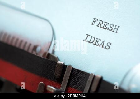 Frische Ideen Phrase mit einer Schreibmaschine geschrieben. Stockfoto