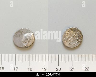 Münzstätte: Achaean League, Münze von Elis, 191–146 v. Chr., Silber, 2.39 g, 9:00, 15. Mm, hergestellt in Achaea, Griechisch, 2. Jahrhundert v. Chr., Numismatik Stockfoto