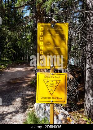 Wanderwegschilder in Kanada. Niemand Stockfoto