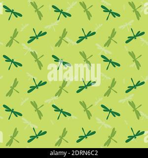 Dragonfly Vektor Kunst Hintergrund-Design für Stoff und Dekor. Nahtloses Muster. Leicht editierbare Vektorgrafik mit Ebenen. Stock Vektor